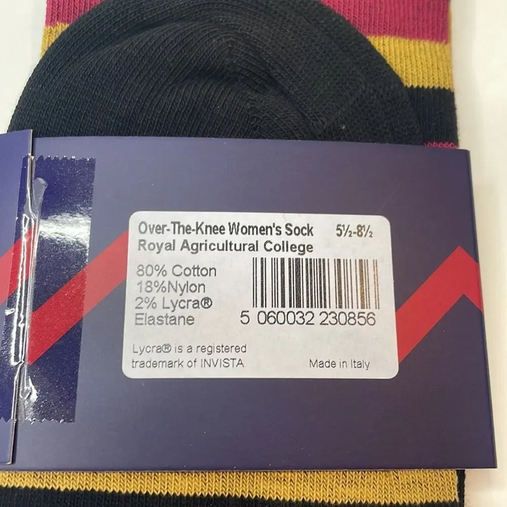 NWT rowing blazers over the knee striped socks -  black yellow and red